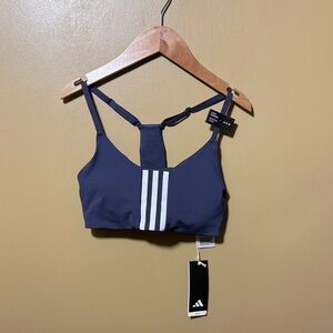 Adidas Dark Blue Sports Bra with White Accents